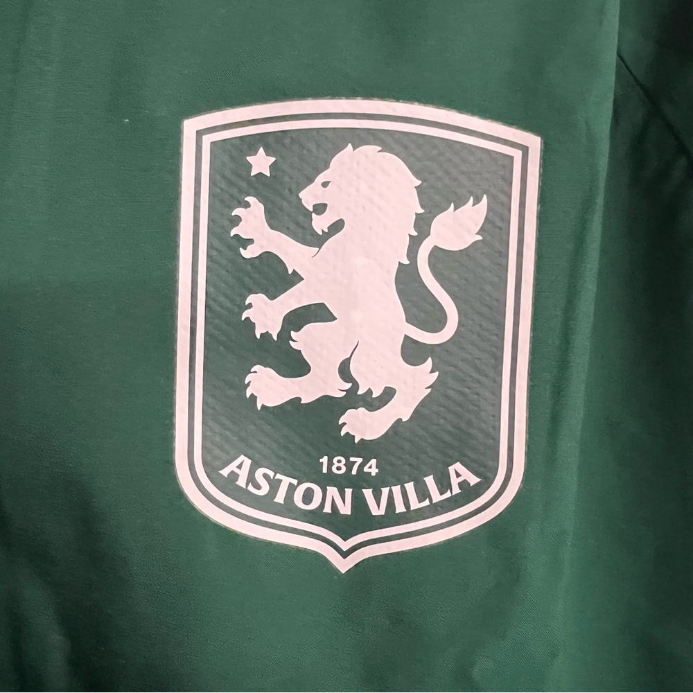New Mens Aston Villa Adidas Training All Weather Full Zip Jacket Dark Green - Picture 5 of 7